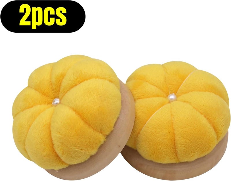 Uxney Pin Cushion,Wooden Sewing Pin Cushion Pincushion Needle Cushion for Sewing Quilting Needlework DIY Crafts(Yellow,2 PCS) - Image 3